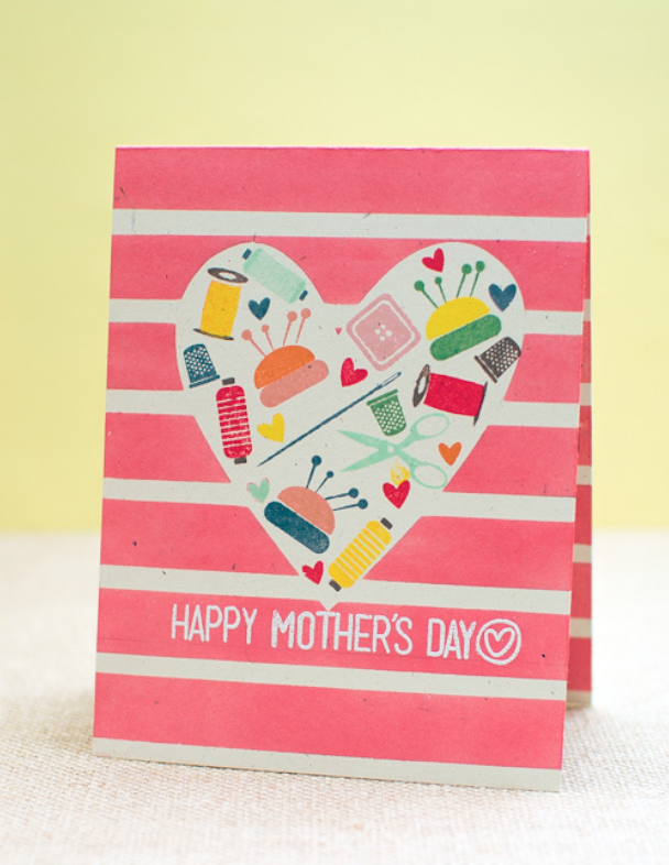 43) Heart Stamp Mother's Day Card