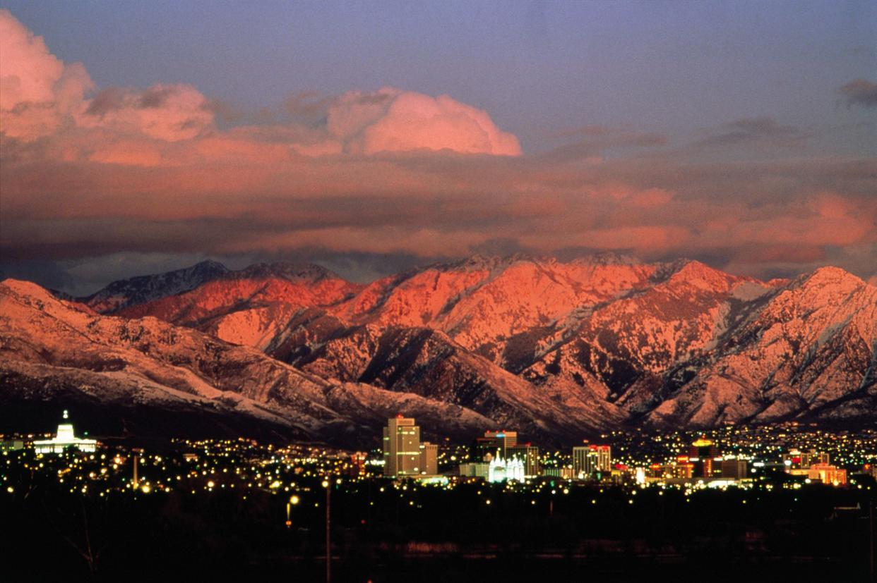 Sunset skyline of Salt Lake