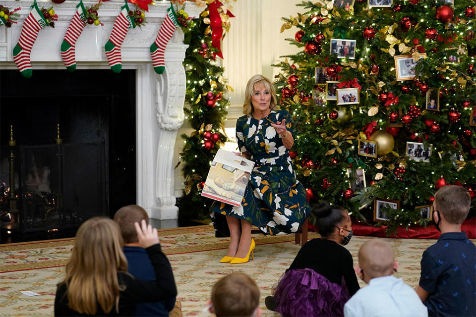 Jill Biden reading to children in the White House. - Credit: AP