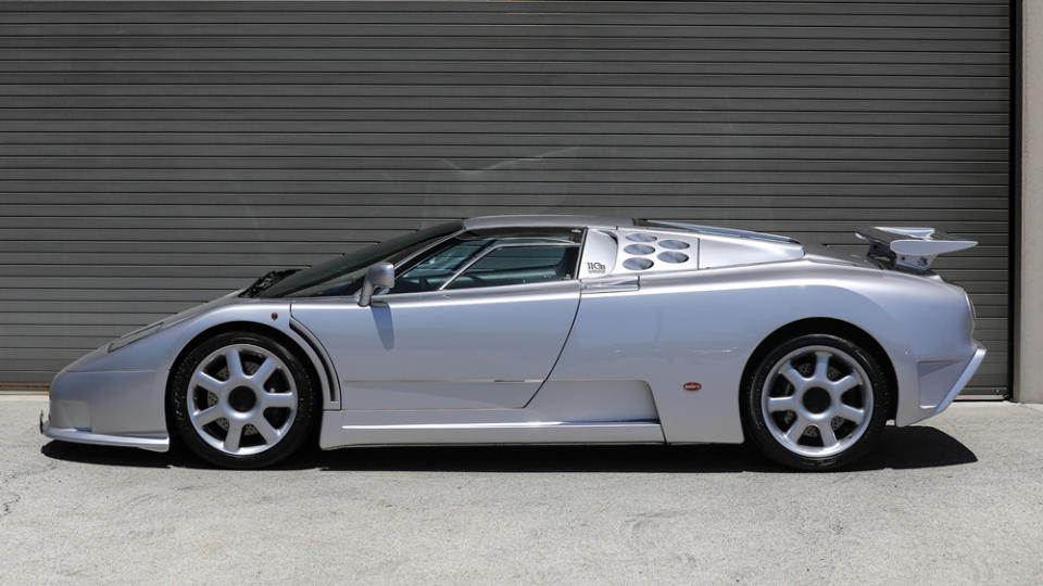 The 1994 Bugatti EB110 Super Sport crossing the auction block through Gooding & Company in August. - Credit: Mathieu Heurtault, courtesy of Gooding & Company.