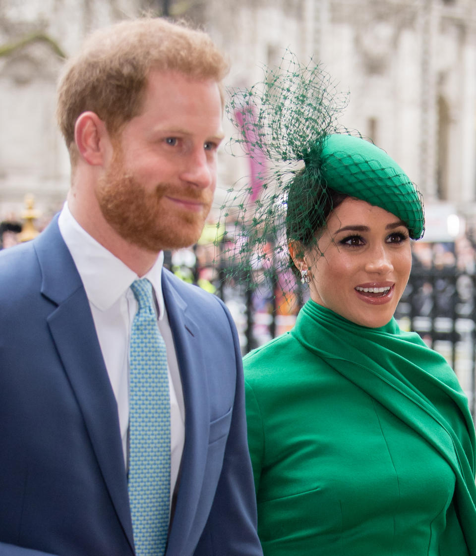  Prince Harry, Duke of Sussex and Meghan, Duchess of Sussex attend the Commonwealth Day Service 2020 on March 09, 2020 in London, England. 