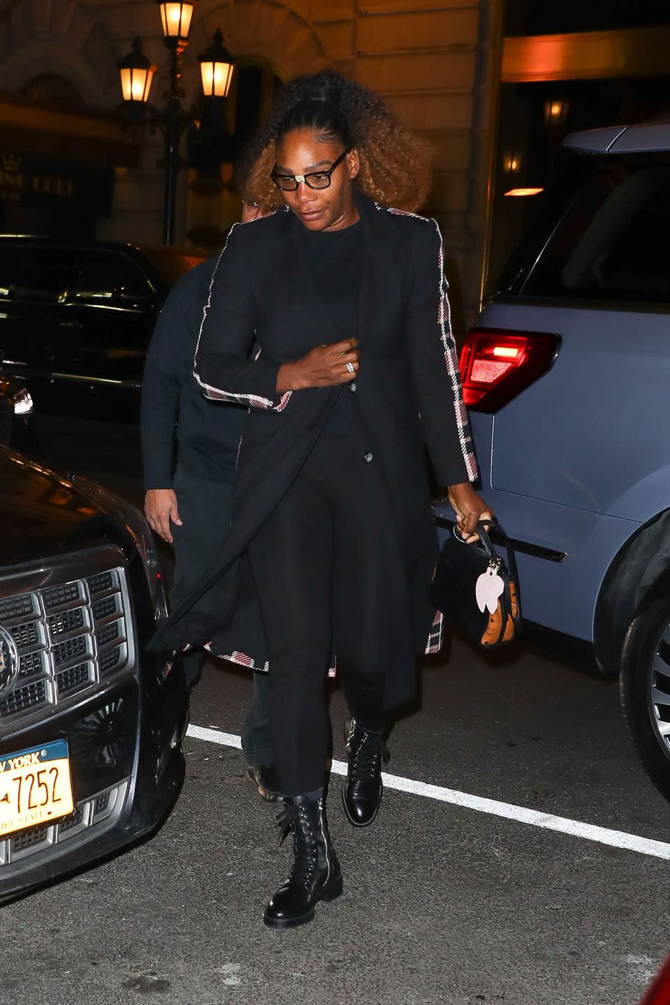 <p>After the baby shower, Serena Williams <a rel="nofollow noopener" href="https://www.harpersbazaar.com/celebrity/latest/a26418061/meghan-markle-serena-williams-dinner-nyc/" target="_blank" data-ylk="slk:stepped out for dinner;elm:context_link;itc:0;sec:content-canvas" class="link ">stepped out for dinner</a> with Meghan at Polo Bar, Ralph Lauren's restaurant in Manhattan. </p>