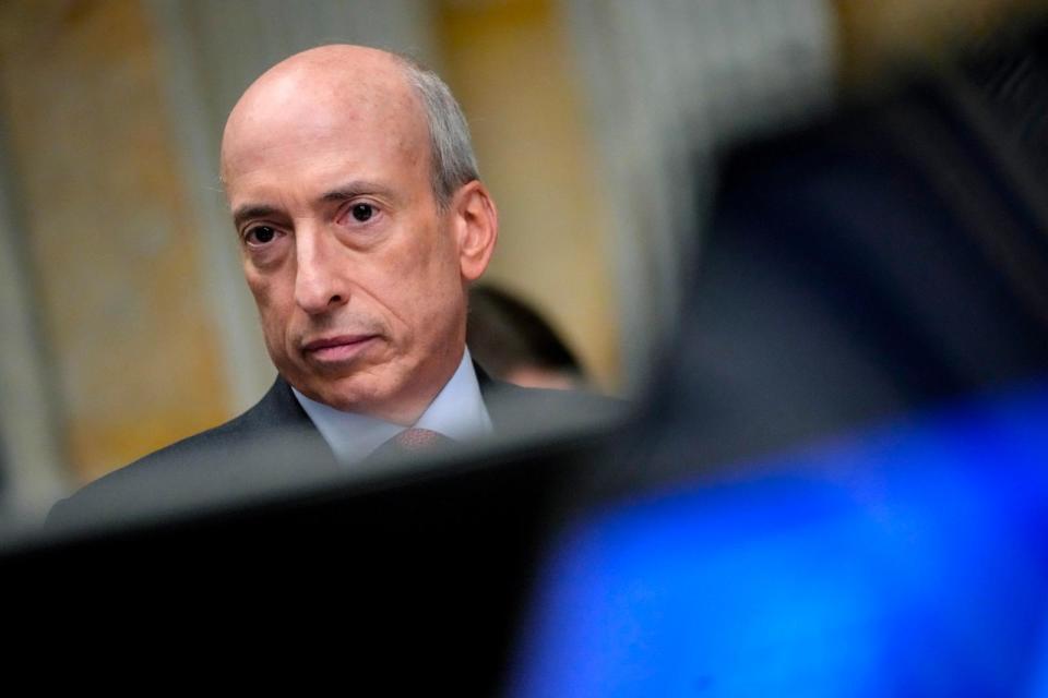 PHOTO: Securities and Exchange Commission (SEC) chairman Gary Gensler attends a meeting of the Financial Stability Oversight Council at the U.S. Department of Treasury on December 14, 2023 in Washington, DC.  (Drew Angerer/Getty Images)