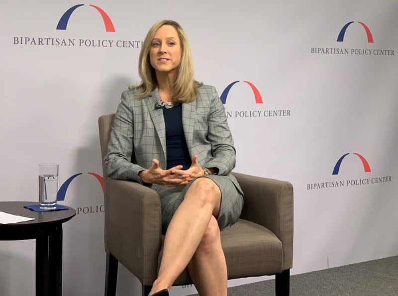 FILE PHOTO: Kathy Kraninger speaks to an audience on her first set of regulatory priorities as director of the Consumer Financial Protection Bureau in Washington