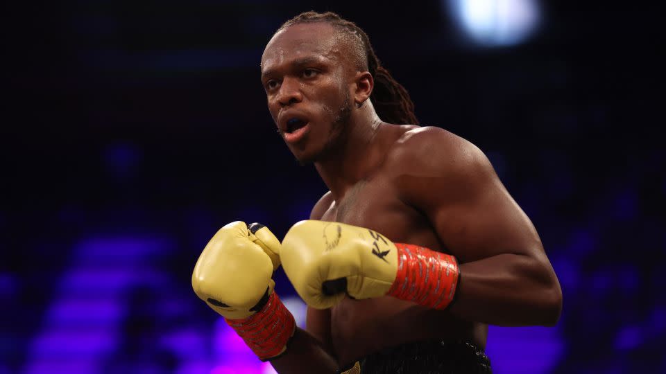 KSI looks on against Joe Fournier during their cruiserweight bout at Wembley Arena on May 13, 2023. - Paul Harding/Getty Images