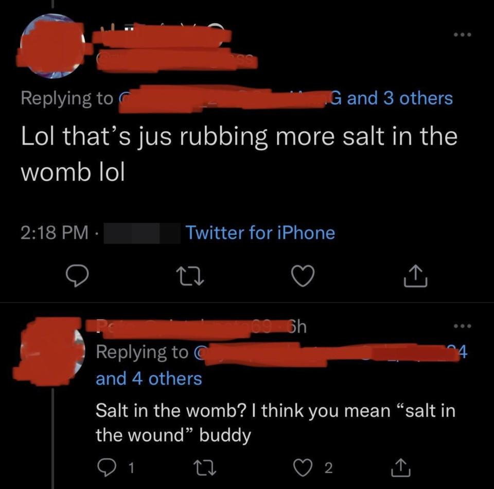 person saying salt in the womb instead of wound