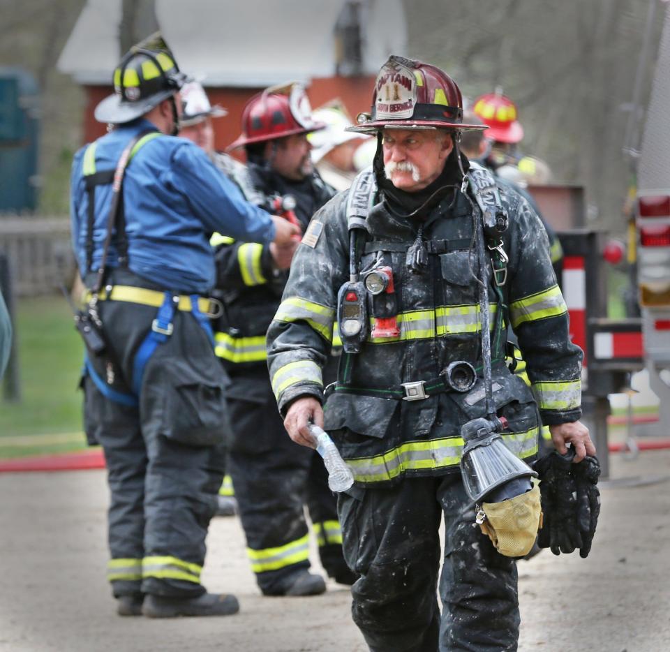 Capt. Rick Chute of the South Berwick Fire Department responds to a home fire at 32 Witchtrot Road Tuesday, May 2, 2023.