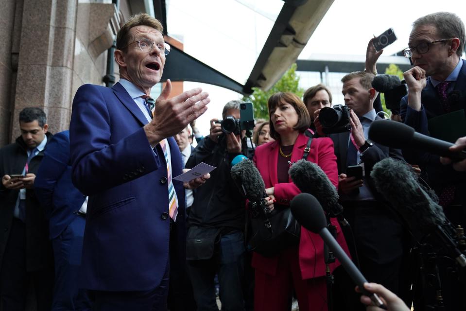Mayor of the West Midlands Andy Street speaks to the media about HS2 during the Conservative Party annual conference at the Manchester Central convention complex. Picture date: Monday October 2, 2023.