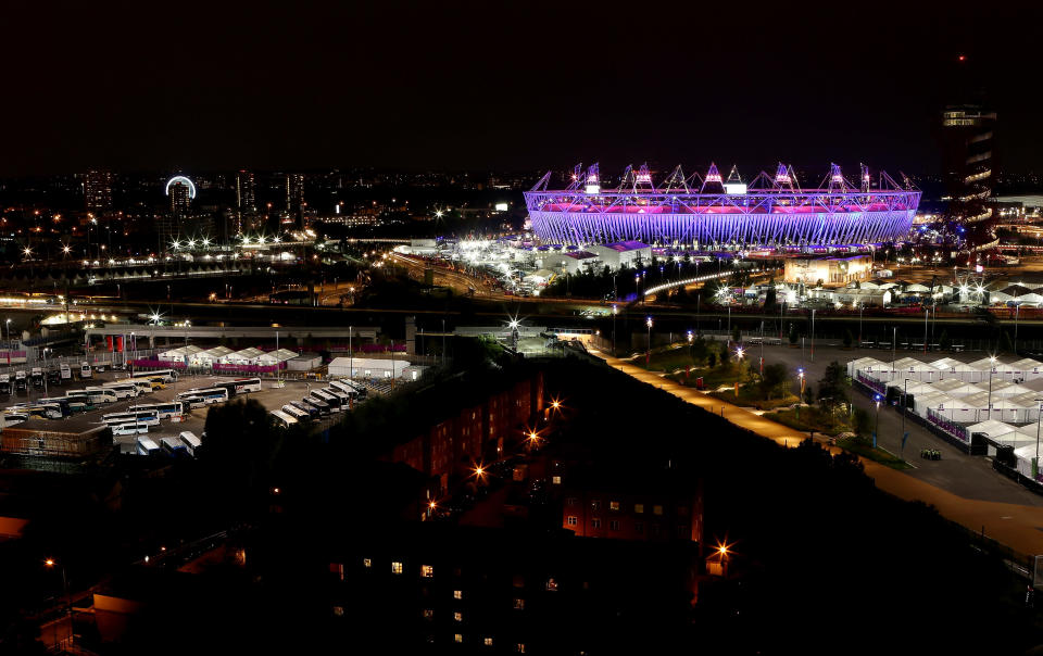 LONDON, ENGLAND - JULY 27: A general view of the Olympic Stadium during the opening ceremony of the 2012 Olympic Games on July 27, 2012 in London, England. (Photo by Scott Heavey/Getty Images)