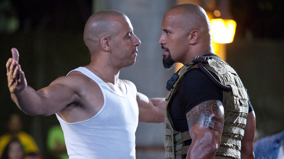 dwayne johnson vin diesel fast 5