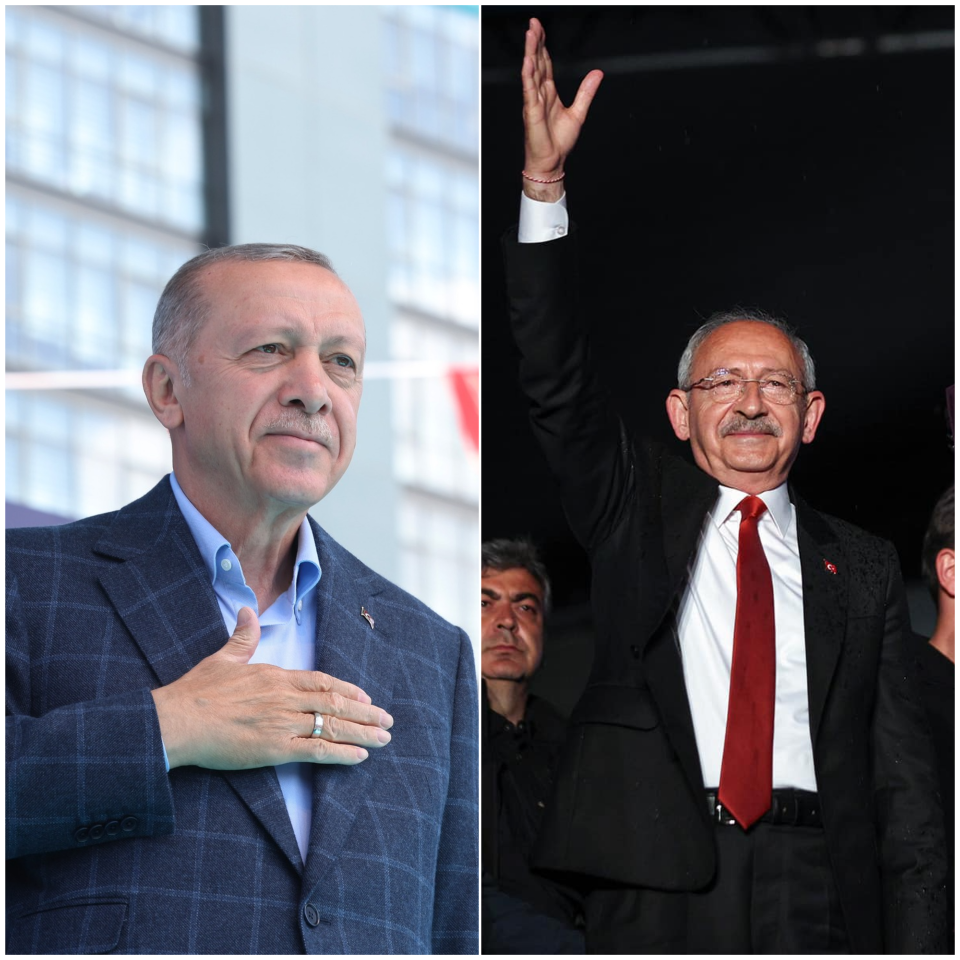 尋求連任的土耳其總統艾爾段(Tayyip Erdogan)(左)與主要對手基里達歐魯(Kemal Kilicdaroglu)(右)誰勝出即將揭曉。(FB/央廣合成)