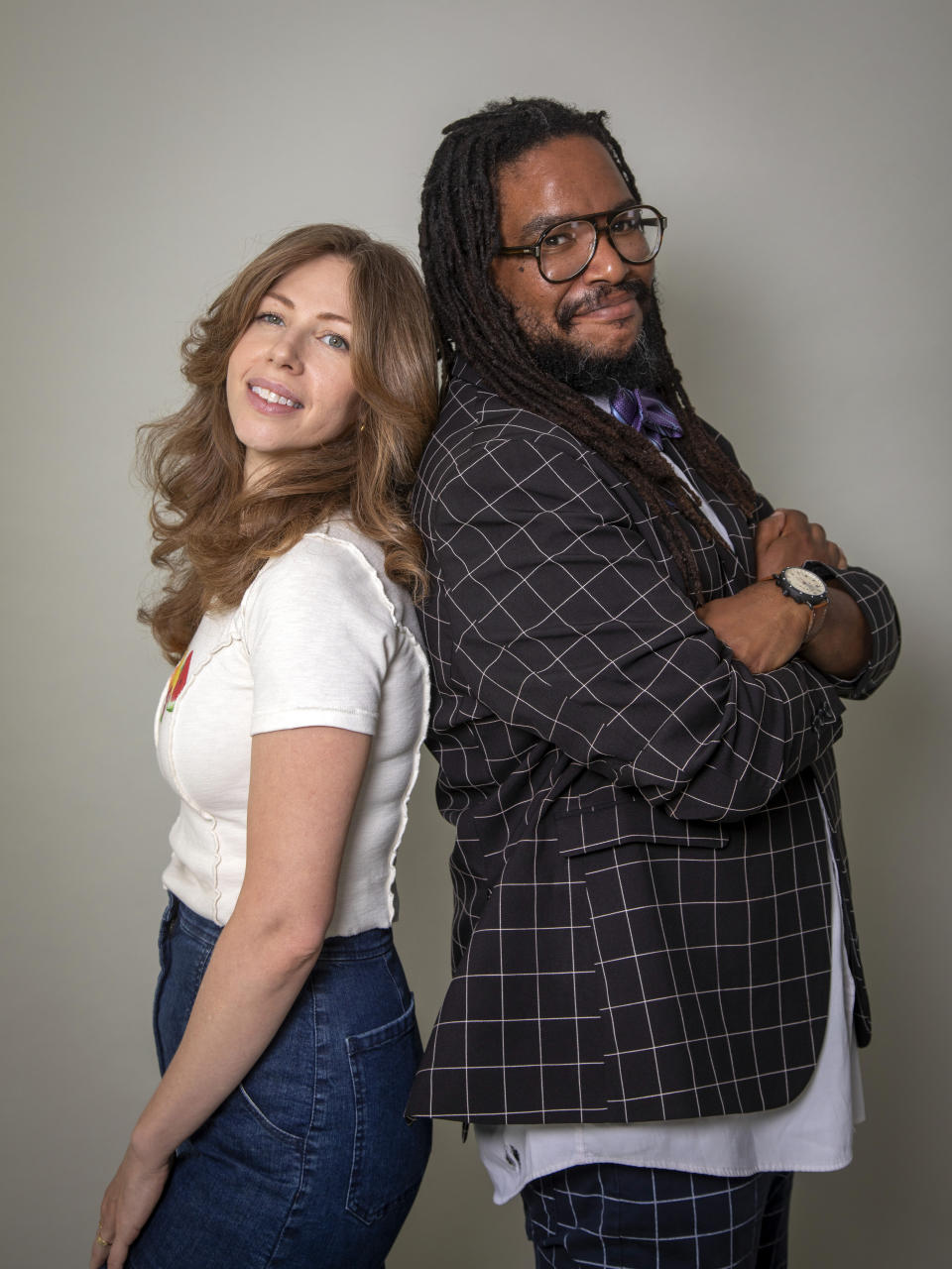 Singer Rachael Price, left, and keyboardist Akie Bermiss of Lake Street Dive pose for a portrait on Wednesday, June 19, 2024, in New York to promote their latest release "Good Together." (Photo by Andy Kropa/Invision/AP)