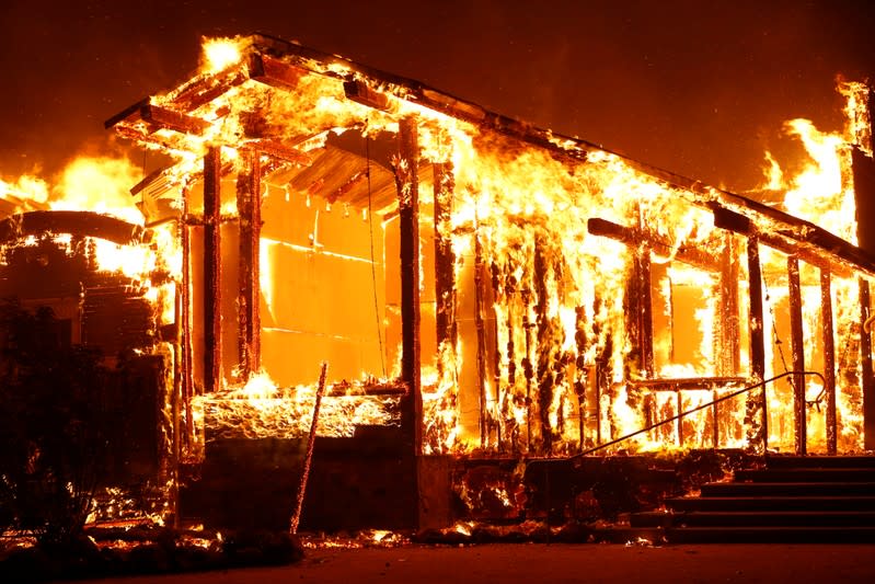 The wind driven Kincade fire burns near the town of Healdsburg, California