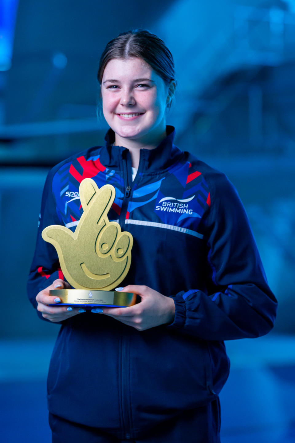 To commemorate her Athlete of the Year win, Andrea received an iconic National Lottery Awards trophy