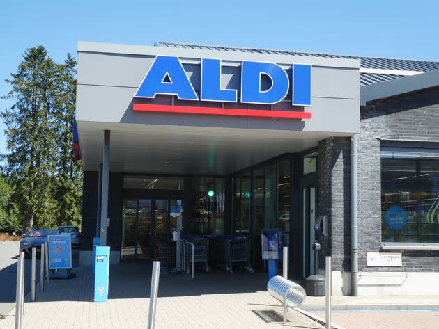07 August 2022, Belgium, Sankt Vith: Logo, lettering of the discounter ALDI North on a branch store Photo: Horst Galuschka/dpa/Horst Galuschka dpa (Photo by Horst Galuschka/picture alliance via Getty Images)