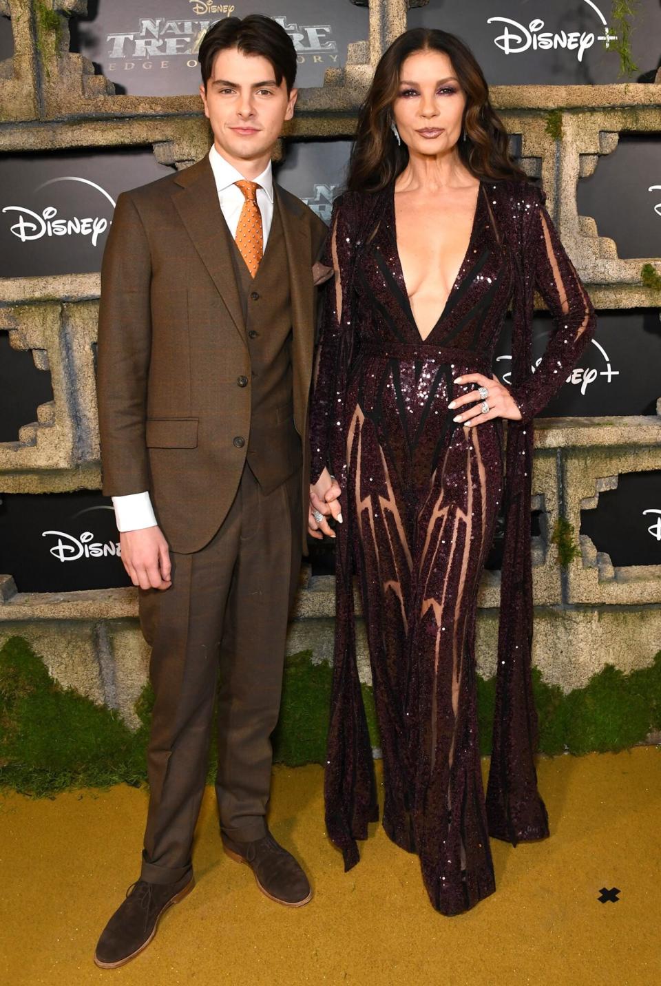 Dylan Michael Douglas and Catherine Zeta-Jones attend the Disney+ Original Series "National Treasure: Edge of History"