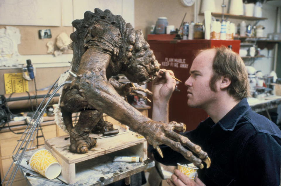 Tippett adds paint to the Rancor Monster for “Star Wars: Episode VI – Return of the Jedi.” - Credit: 1996-98 AccuSoft Inc., All right