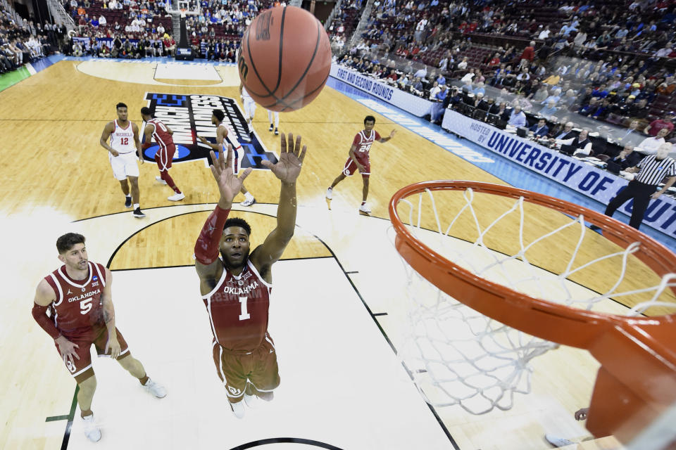 <p>Rashard Odomes #1 of the Oklahoma Sooners puts up a shot against the Mississippi Rebels in the first round of the 2019 NCAA Men’s Basketball Tournament held at Colonial Life Arena on March 22, 2019 in Columbia, South Carolina. (Photo by Grant Halverson/NCAA Photos via Getty Images) </p>