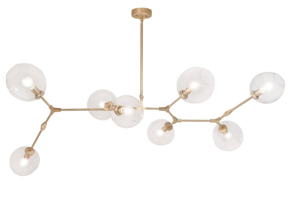 Fairfax 8 - Light Sputnik Modern Linear Chandelier with Hand Blown Glass Accents