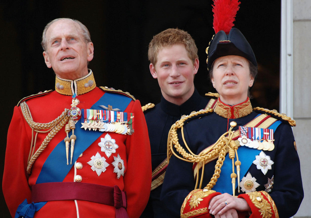 Prince Philip, Duke of Edinburgh, Prince Harry and Princess Anne (Anwar Hussein / Getty Images)