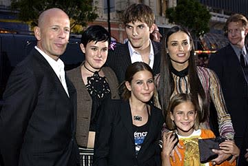 Bruce Willis , Ashton Kutcher and Demi Moore with Scout, Rumer and Tallulah Belle at the LA premiere of Columbia's Charlie's Angels: Full Throttle
