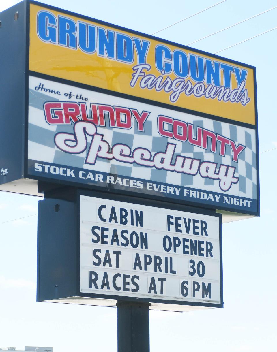 Fans traveling on Route 47 will see the sign at the Grundy County fairgrounds.