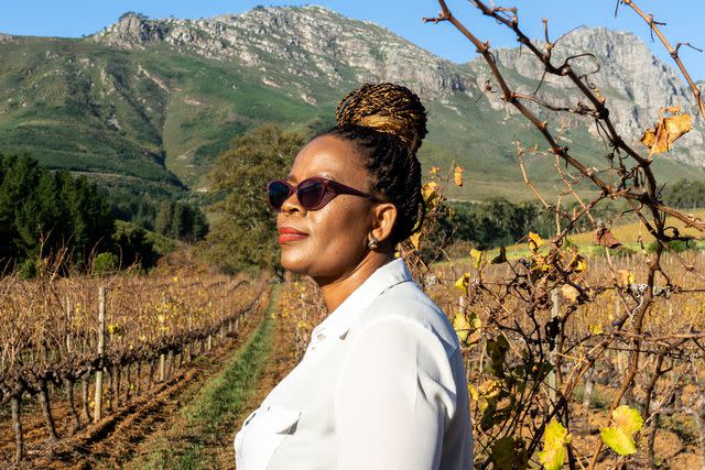 <p>Courtesy of Aslina Wines</p> Ntsiki Biyela at Delheim Wines.