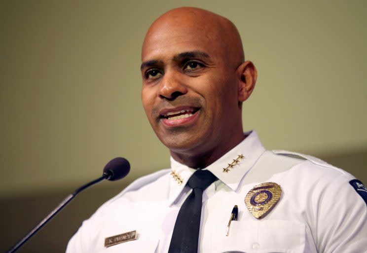Charlotte-Mecklenburg Police Chief Kerr Putney answers a question during a news conference regarding the police shooting of Keith Scott in Charlotte, North Carolina, U.S., September 23, 2016. (Photo: Mike Blake/Reuters)