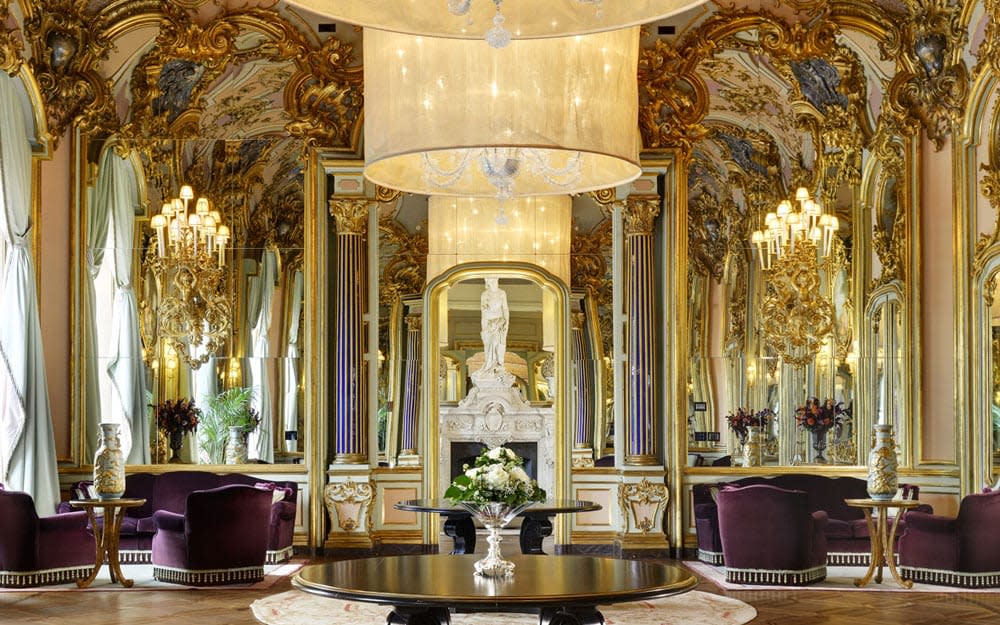 Villa Cora is an opulent riot of trompe l’oeil frescoes, stucco-work, huge mirrors, polished parquet floors and chandeliers.