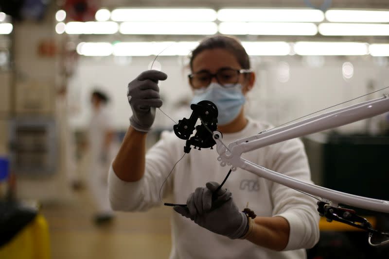 A worker is seen in RTE bicycles factory in Vila Nova de Gaia