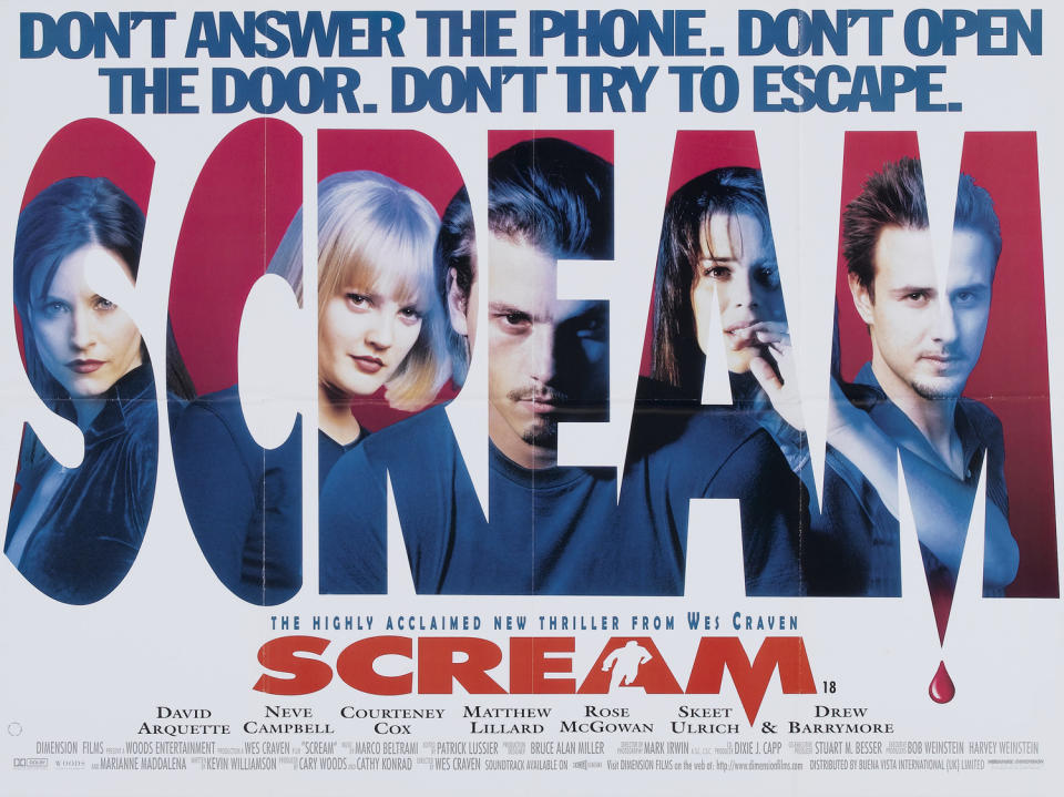 Un póster de Scream (Miramax) de 1996