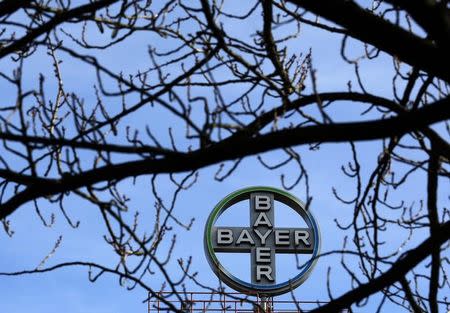 The logo of Bayer AG is pictured at the Bayer Healthcare subgroup production plant in Wuppertal February 24, 2014. REUTERS/Ina Fassbender