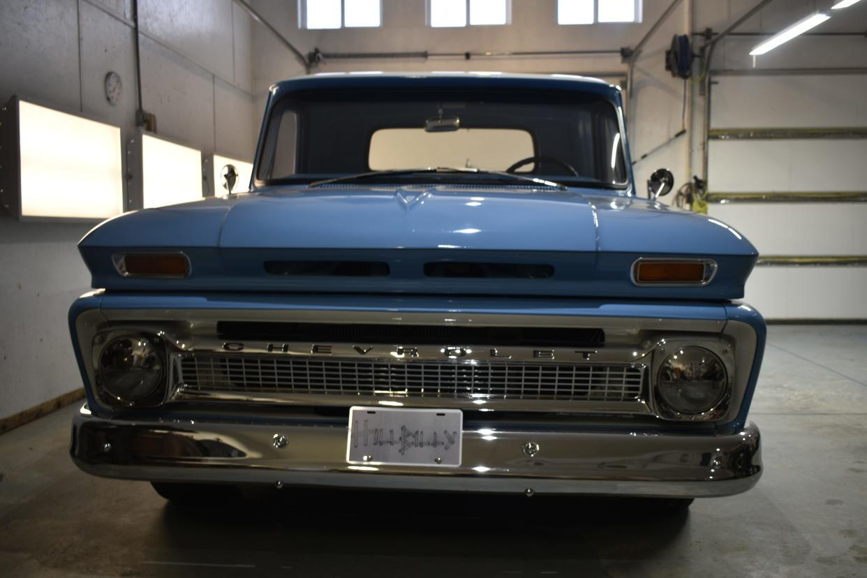 Paul Sims keeps his 1966 truck in the garage in the winter.