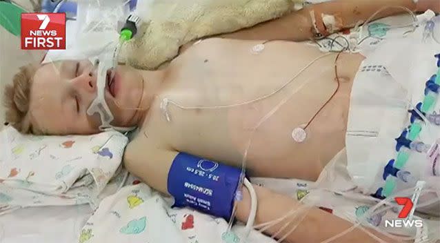 Caleb Logan, 12, became seriously ill with sepsis after getting a cold. Source: 7 News