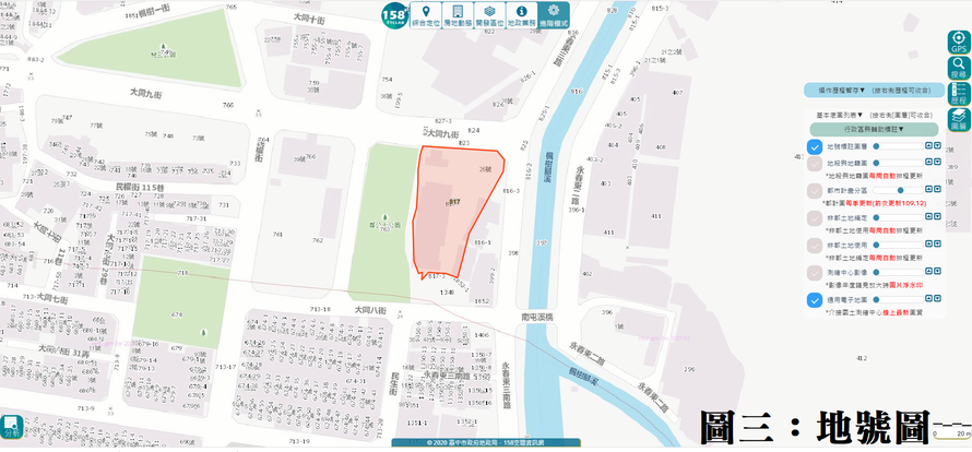 地號圖，周邊住戶眾多，且皆依使用分區建造住宅，但就是顏家硬把兒童遊樂場用地佔著當自己的政商樂園不放！   圖:翻攝自林楚茵臉書