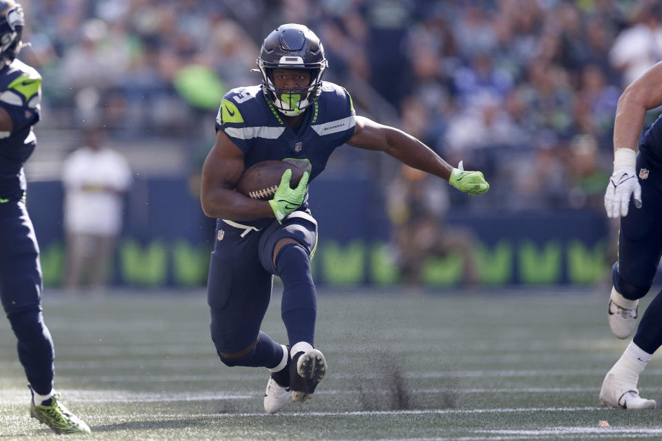 Kenneth Walker III #9 of the Seattle Seahawks has fantasy potential