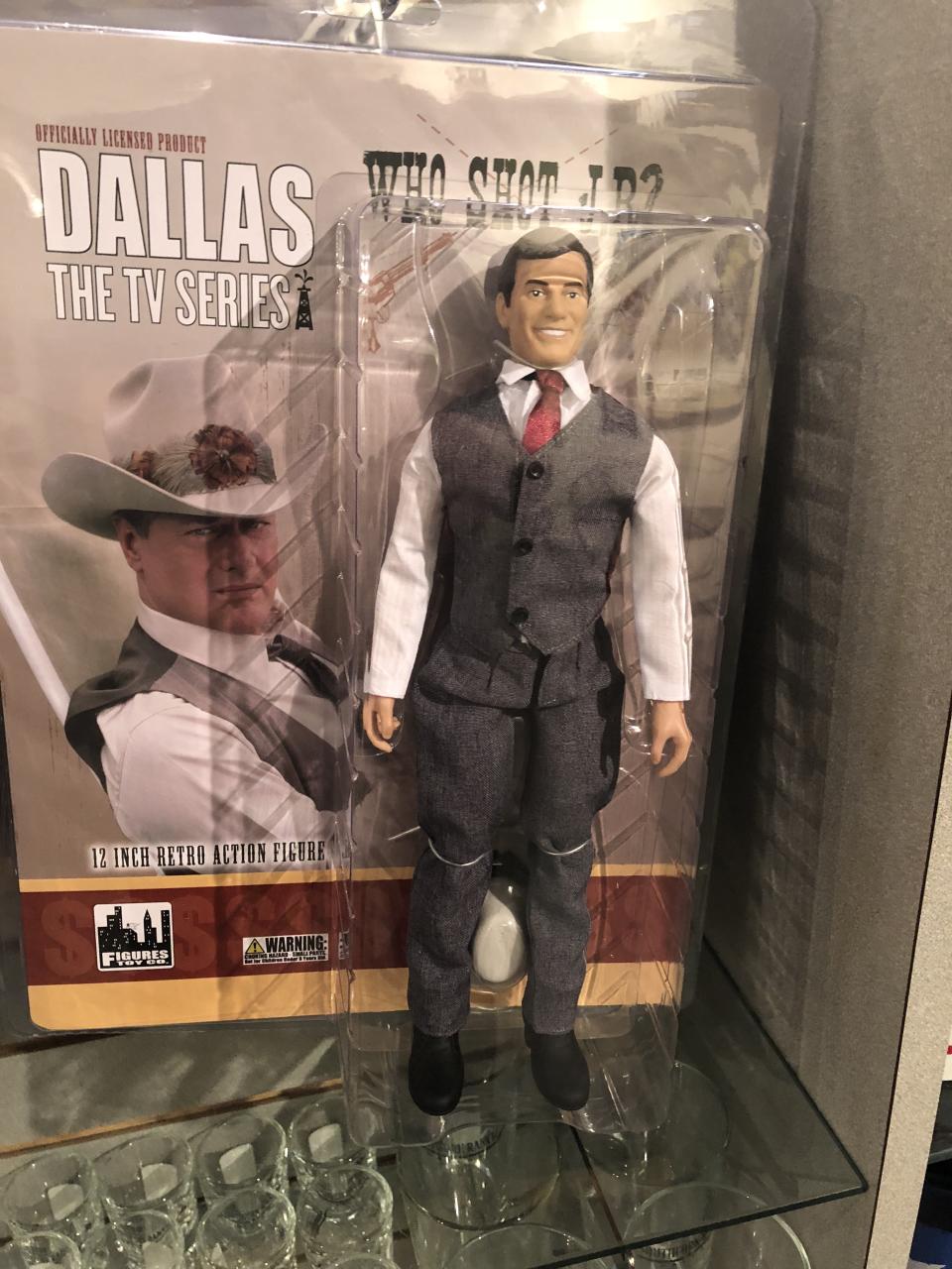 A J.R. doll is among the<em> Dallas</em> merchandise for sale at Southfork Ranch. (Photo: Southfork Ranch)