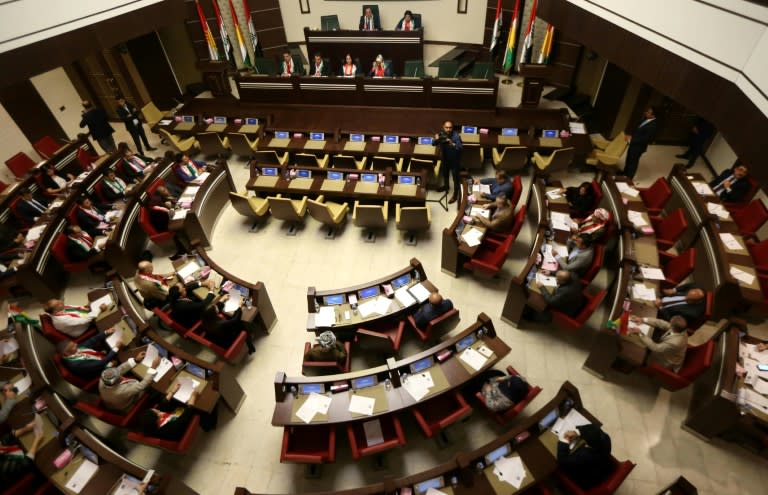 Kurdish MPs during a session of Kurdistan's regional parliament in Arbil