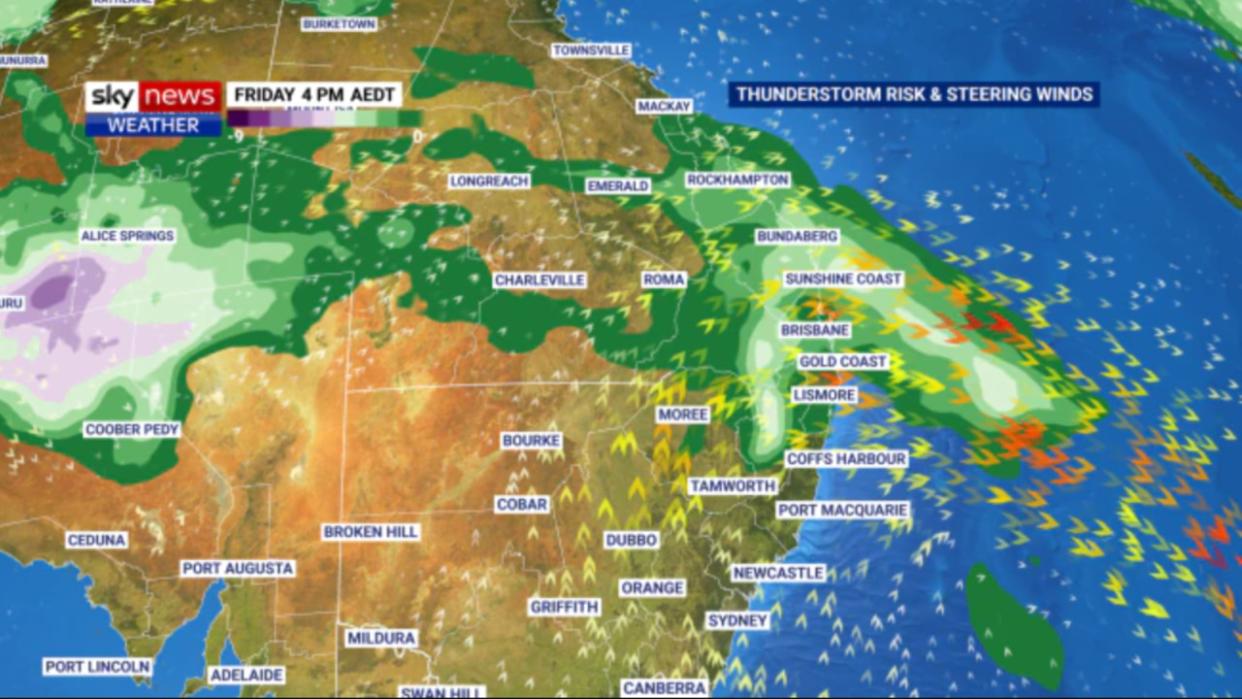 Weather radar for eastern coast. Picture: Sky News Weather