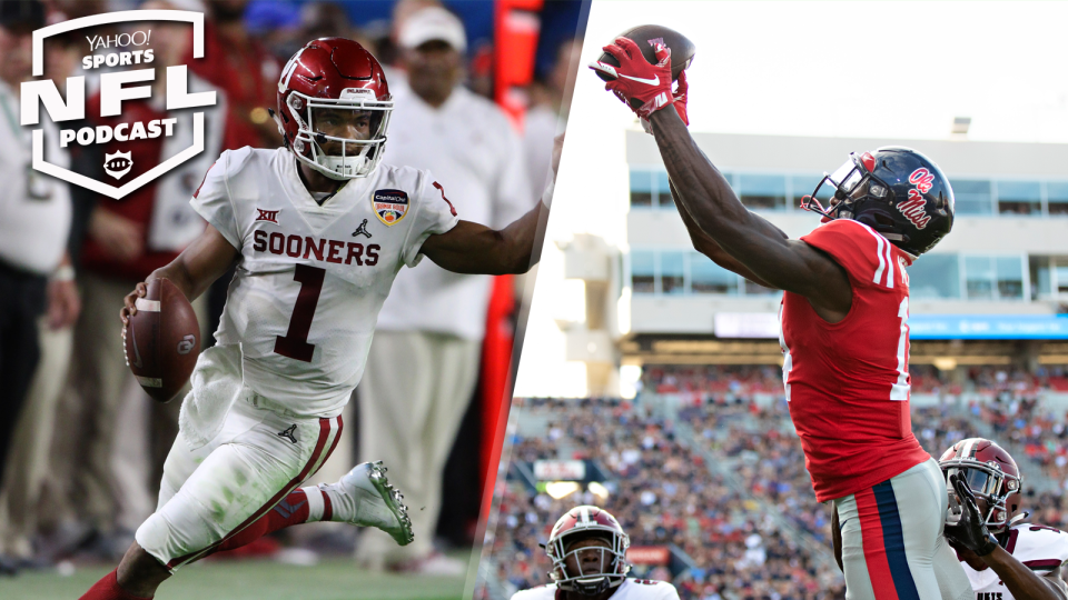 Oklahoma QB Kyler Murray and Ole Miss WR D.K. Metcalf are two of the fast risers in the 2019 draft as a result of their showings at the combine. (Getty Images)