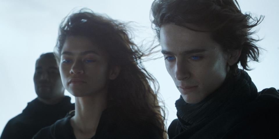 Paul Atreides (Timothee Chalamet) glimpses a possible future for himself and Chani (Zendaya) in 'Dune'