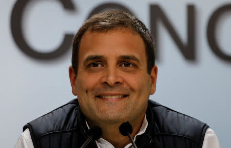 FILE PHOTO: Rahul Gandhi, President of India's main opposition Congress party, speaks during a news conference at his party's headquarters in New Delhi, India, December 11, 2018. REUTERS/Anushree Fadnavis/File Photo