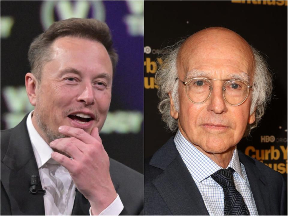 Elon Musk (left) and Larry David (Getty Images)