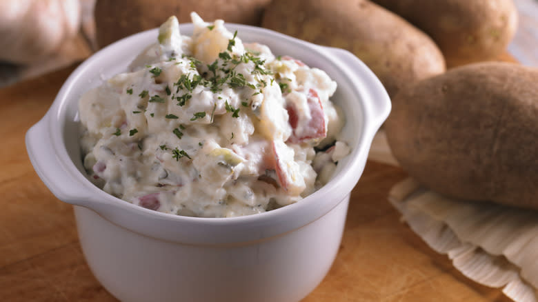 potato salad white ramekin