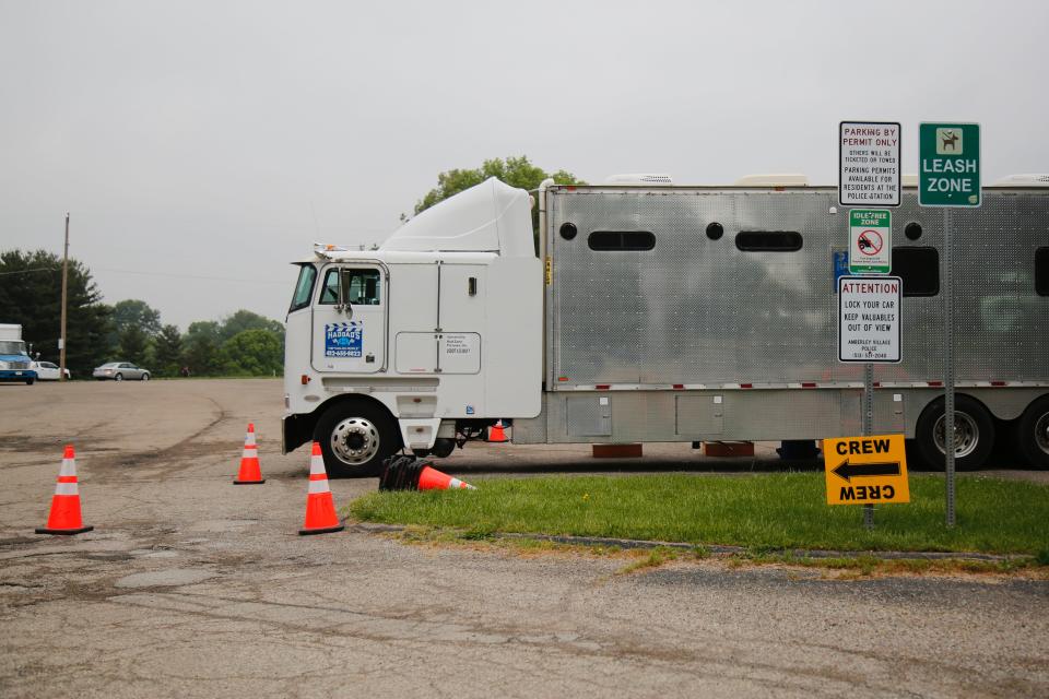 Amberley Village confirmed crews are filming on Section Road today and said production staff is using the Amberley Green for parking.