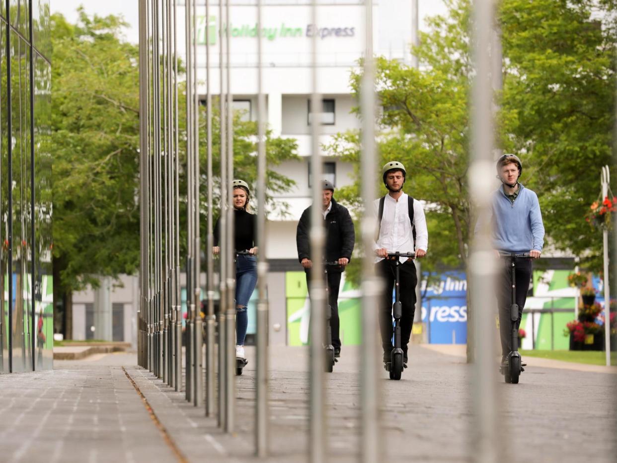 Riders using the new e-scooters in Middlesbrough: Tees Valley Combined Authority