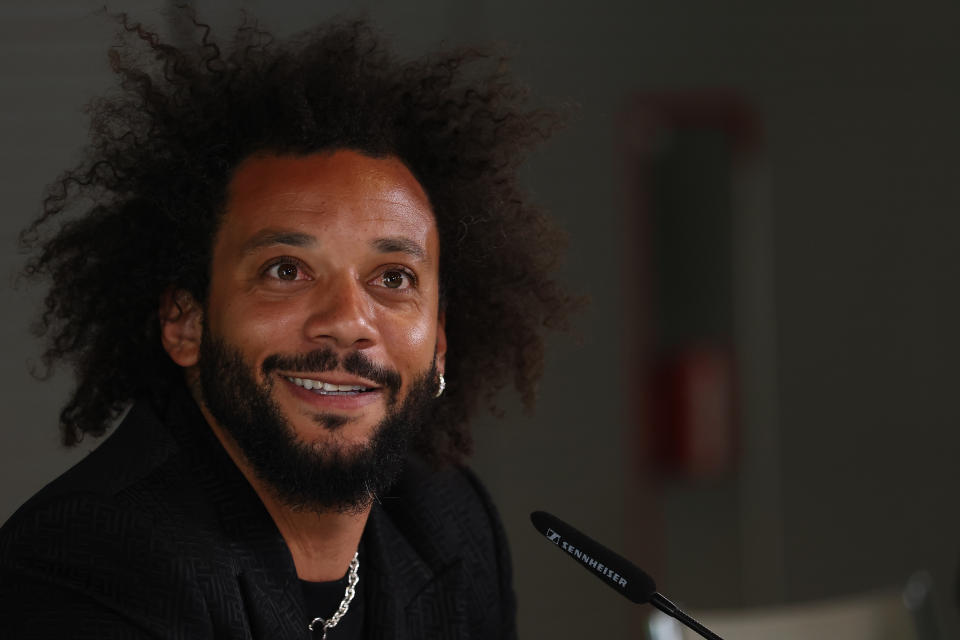 VALDEBEBAS, SPAIN - JUNE 13: Marcelo Vieira Da Silva attends during his last press conference as player of Real Madrid at Ciudad Deportiva Real Madrid on June 13, 2022, in Valdebebas, Madrid Spain. (Photo By Oscar J. Barroso/Europa Press via Getty Images)