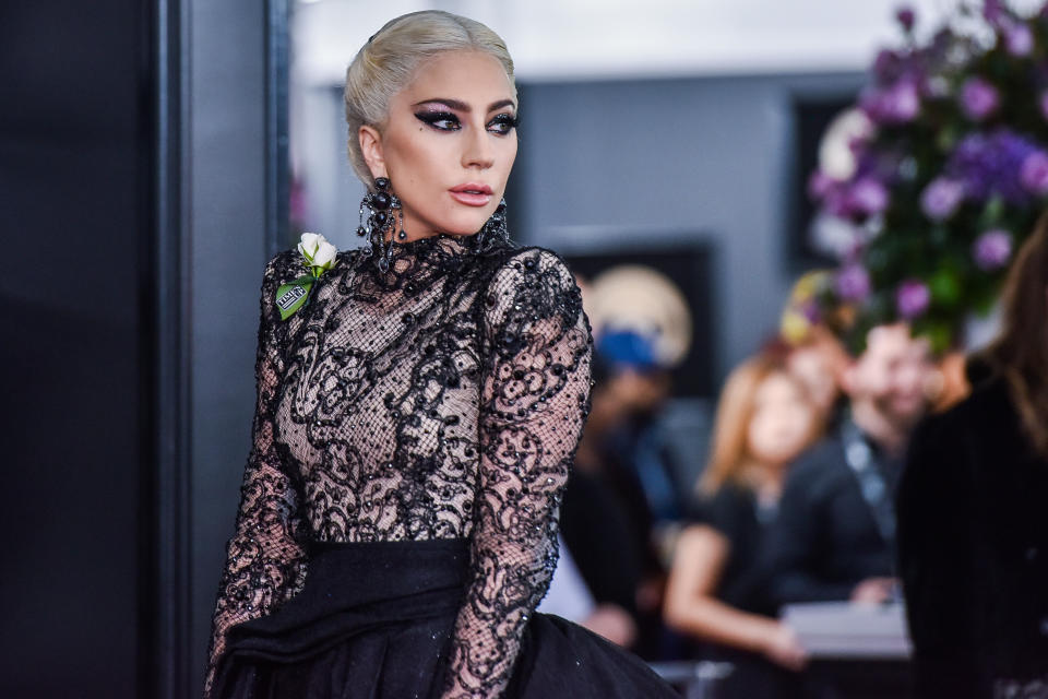 Lady Gaga arrives at the 60th Annual GRAMMY Awards red carpet at Madison Square Garden in New York City, NY on January 28, 2018. (Photo by Anthony Behar/Sipa USA)