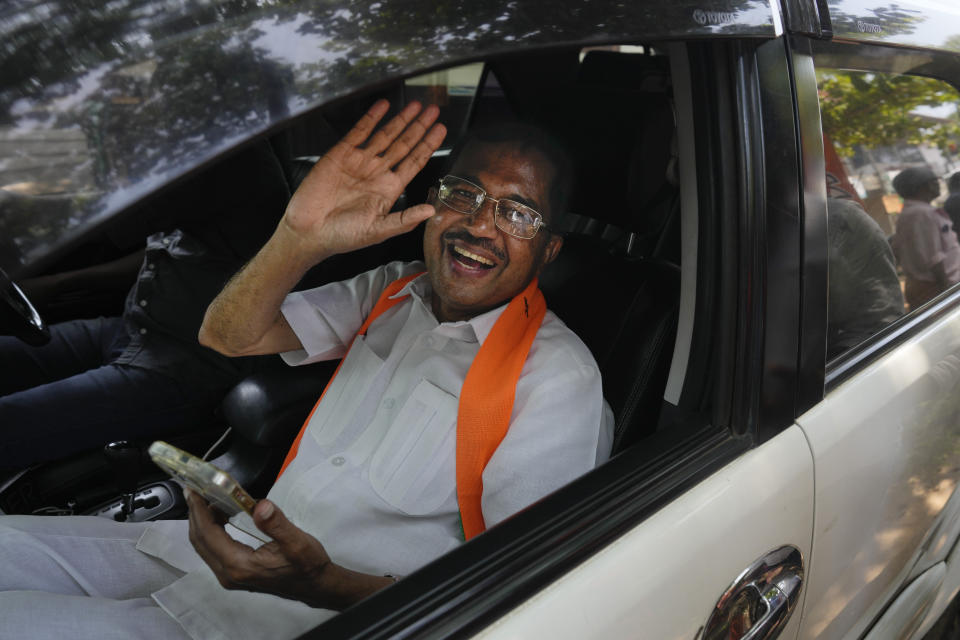 M. Abdul Salam, the only Muslim candidate from the ruling Bharatiya Janata Party, campaigns in Malappuram, in the southern Indian state of Kerala, on April 24, 2024. (AP Photo/Manish Swarup)