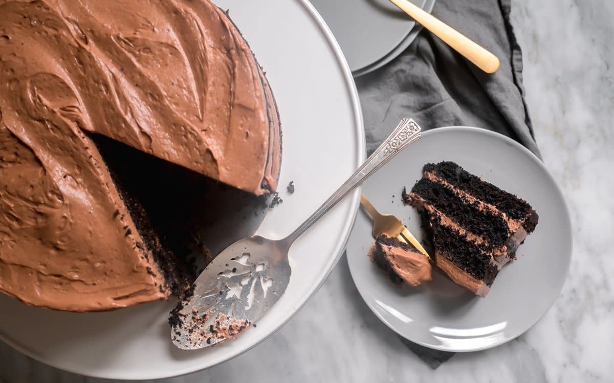 <p>You don't need to come up with an occasion to make this cake. Holy moly.</p><p><strong>Get the recipe: <a href="https://parade.com/640566/samanthacoley/happy-chocolate-cake-day-try-this-decadent-three-layer-chocolate-cake/" rel="nofollow noopener" target="_blank" data-ylk="slk:Three-Layer Chocolate Cake;elm:context_link;itc:0;sec:content-canvas" class="link rapid-noclick-resp">Three-Layer Chocolate Cake</a></strong></p><p><strong>Related: <a href="https://parade.com/734502/lorilange/10-all-time-favorite-layer-cake-recipes/" rel="nofollow noopener" target="_blank" data-ylk="slk:10 All Time Favorite Layer Cake Recipes;elm:context_link;itc:0;sec:content-canvas" class="link rapid-noclick-resp">10 All Time Favorite Layer Cake Recipes</a></strong></p>